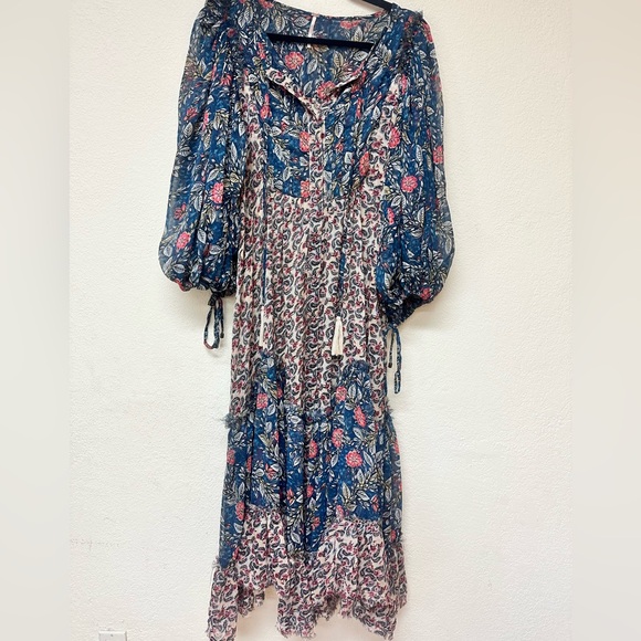 Free People Womans sheer Floral Bohemian Maxi Dress size M - Picture 3 of 6